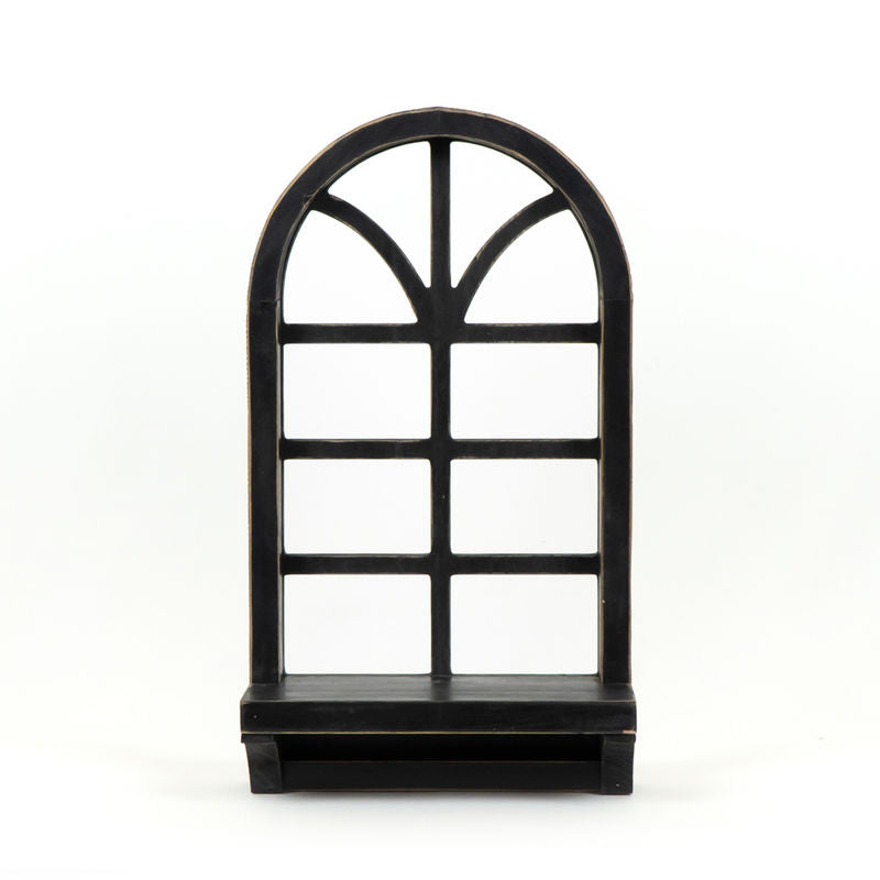 9.5" X 17" X 4.25" Wood Framed With Shelf (Window) Black