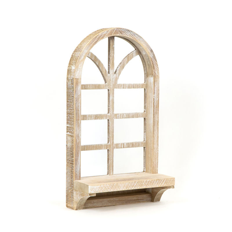 9.5" X 17" X 4.25" Wood Framed With Shelf (Window) Natural