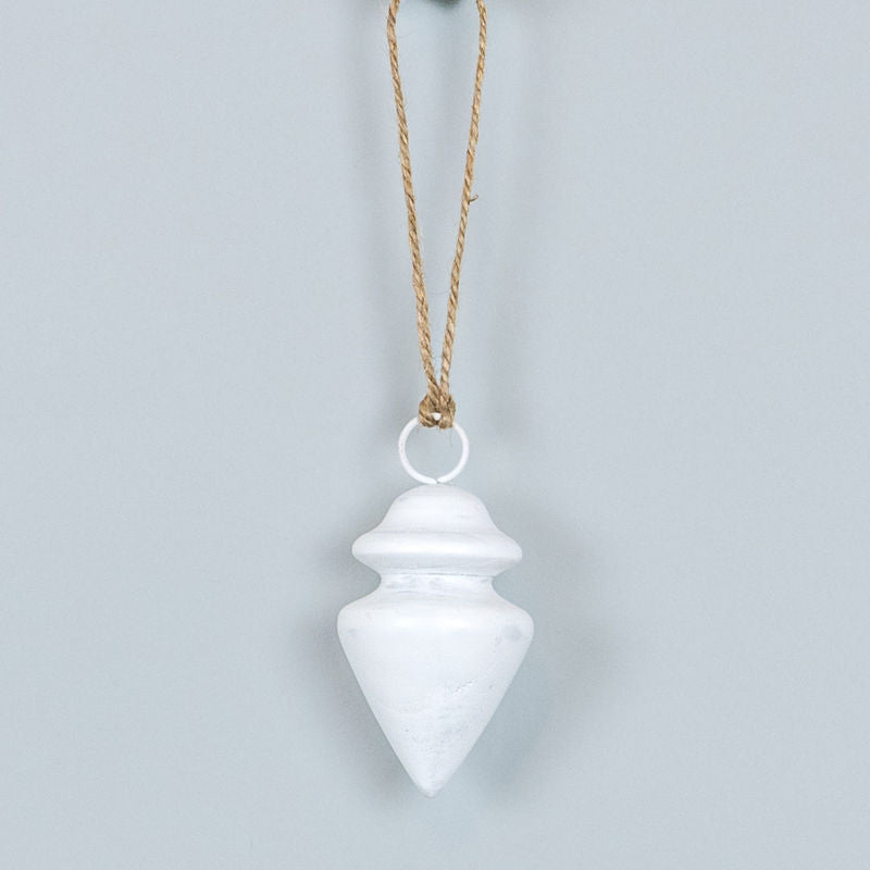 2.15" X 4.75" X 2.15" Wood Cutout Ornament (Spindle) White