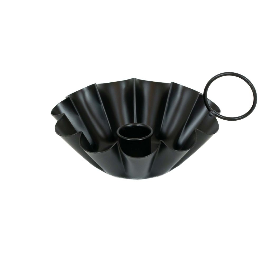 6" Iron Sampat Candle Holder — Black