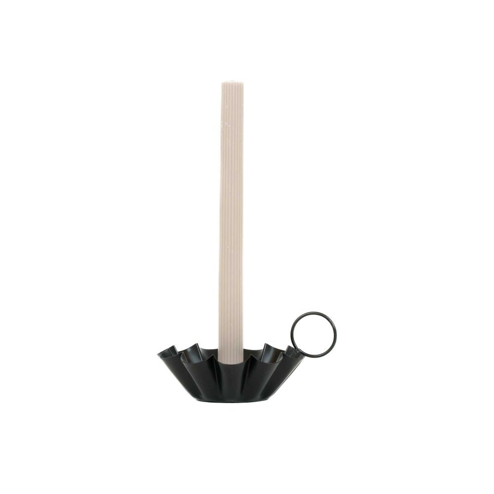 6" Iron Sampat Candle Holder — Black