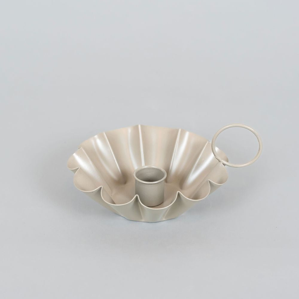 6" Iron Sampat Candle Holder — Tan | Sundara Collection