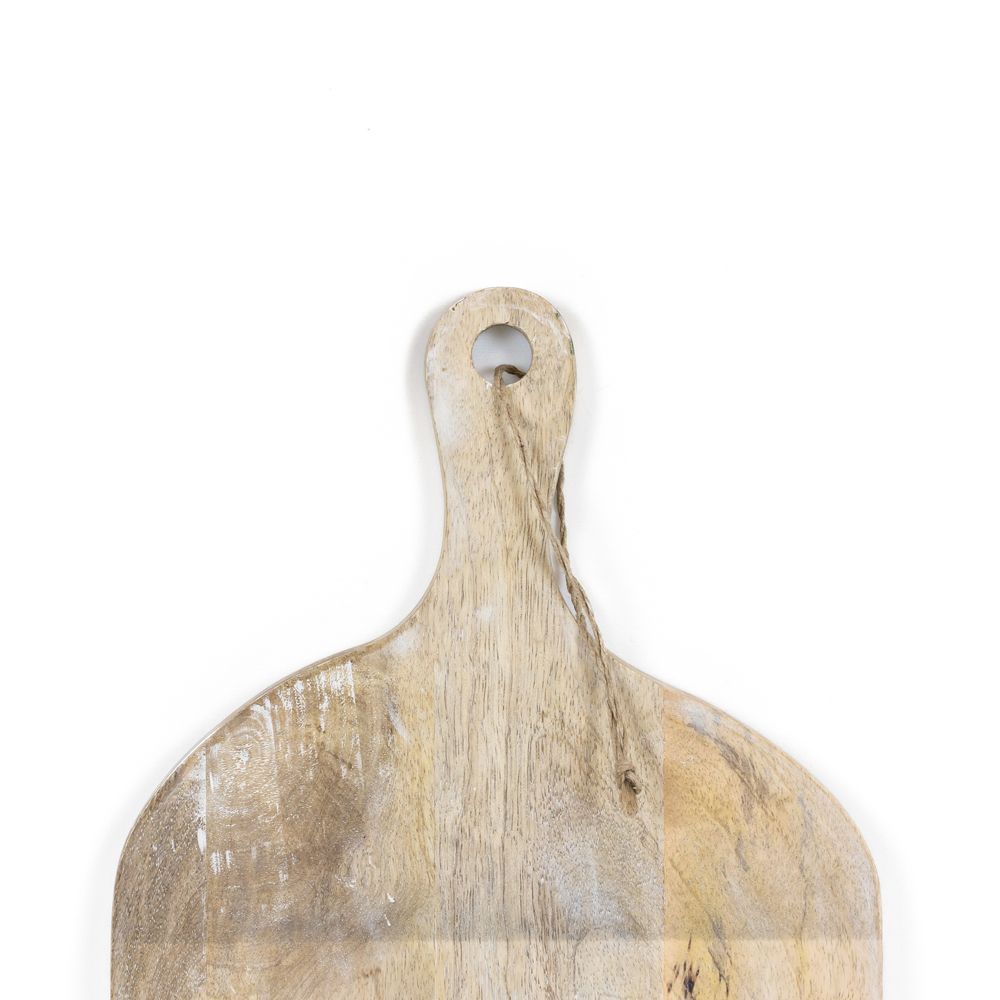 16" Mango Wood Chopping Board with Handle — Natural & Black | Sundara Collection