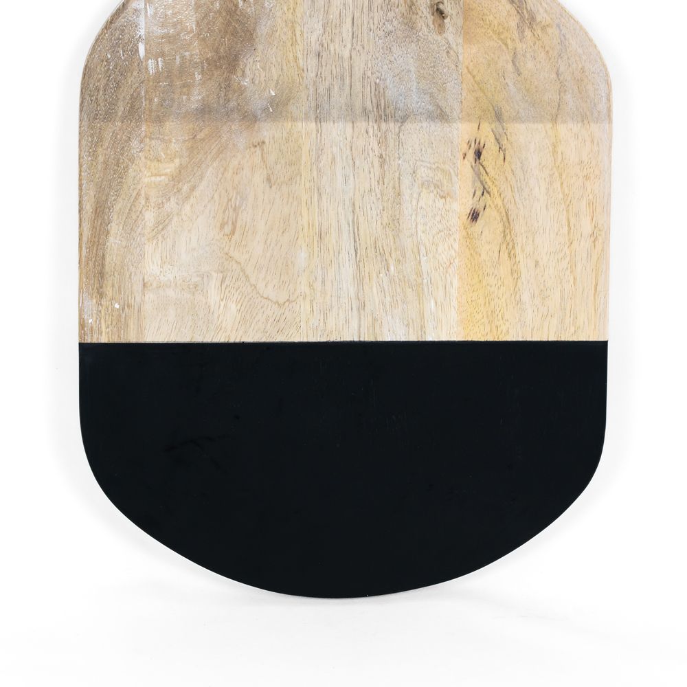 16" Mango Wood Chopping Board with Handle — Natural & Black | Sundara Collection