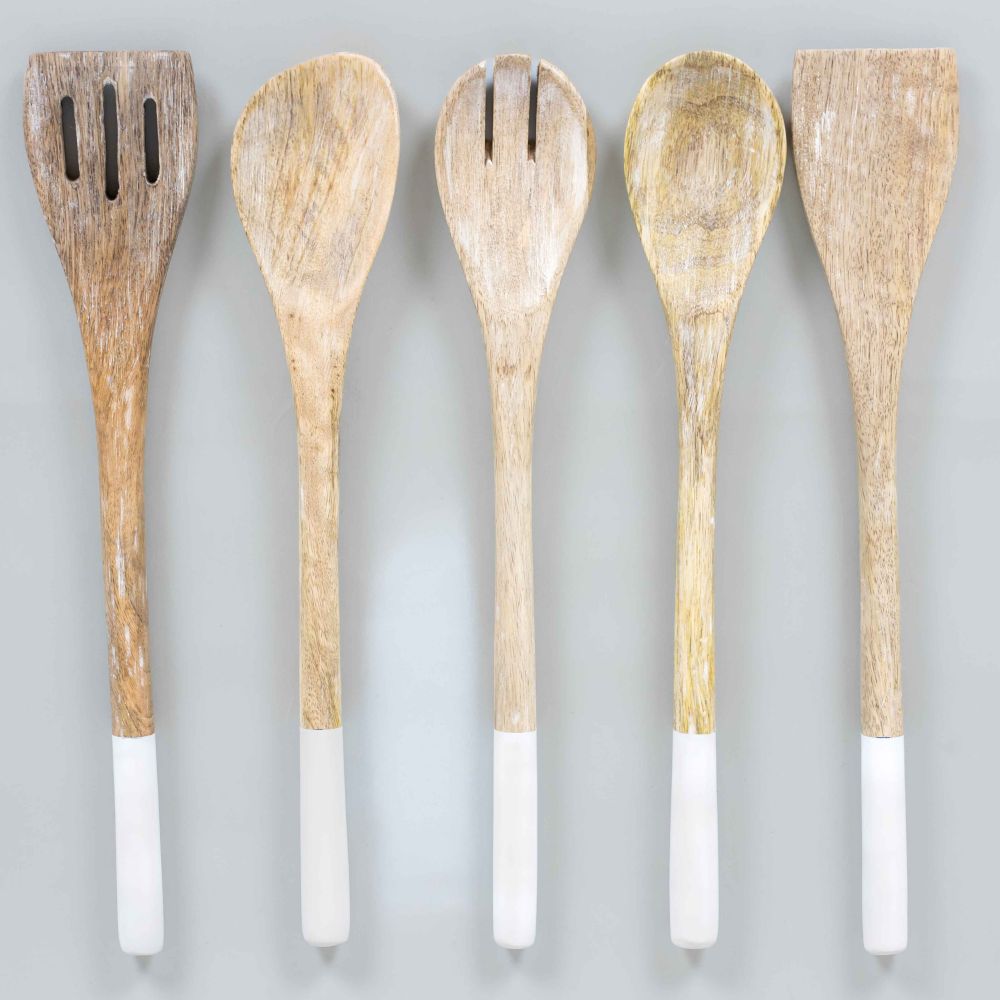3x12x1 mango serving spoons s/5, ntrl/wh