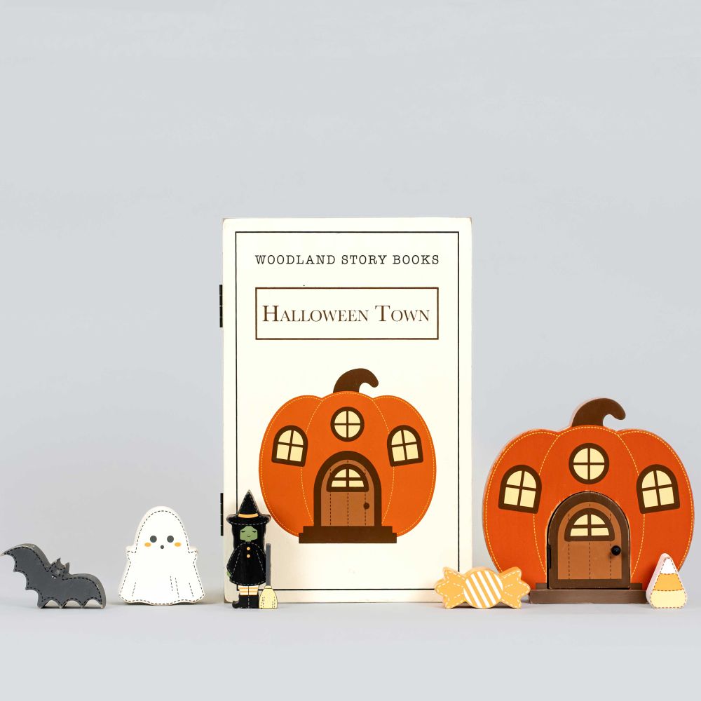 Wood Storybook Set — Halloween Town | Woodland Story Books Collection