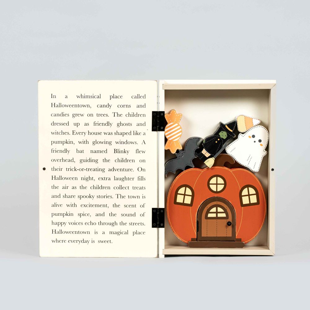 8x12x2.5 wood storybook 7 pc (HALLOWEEN TOWN)