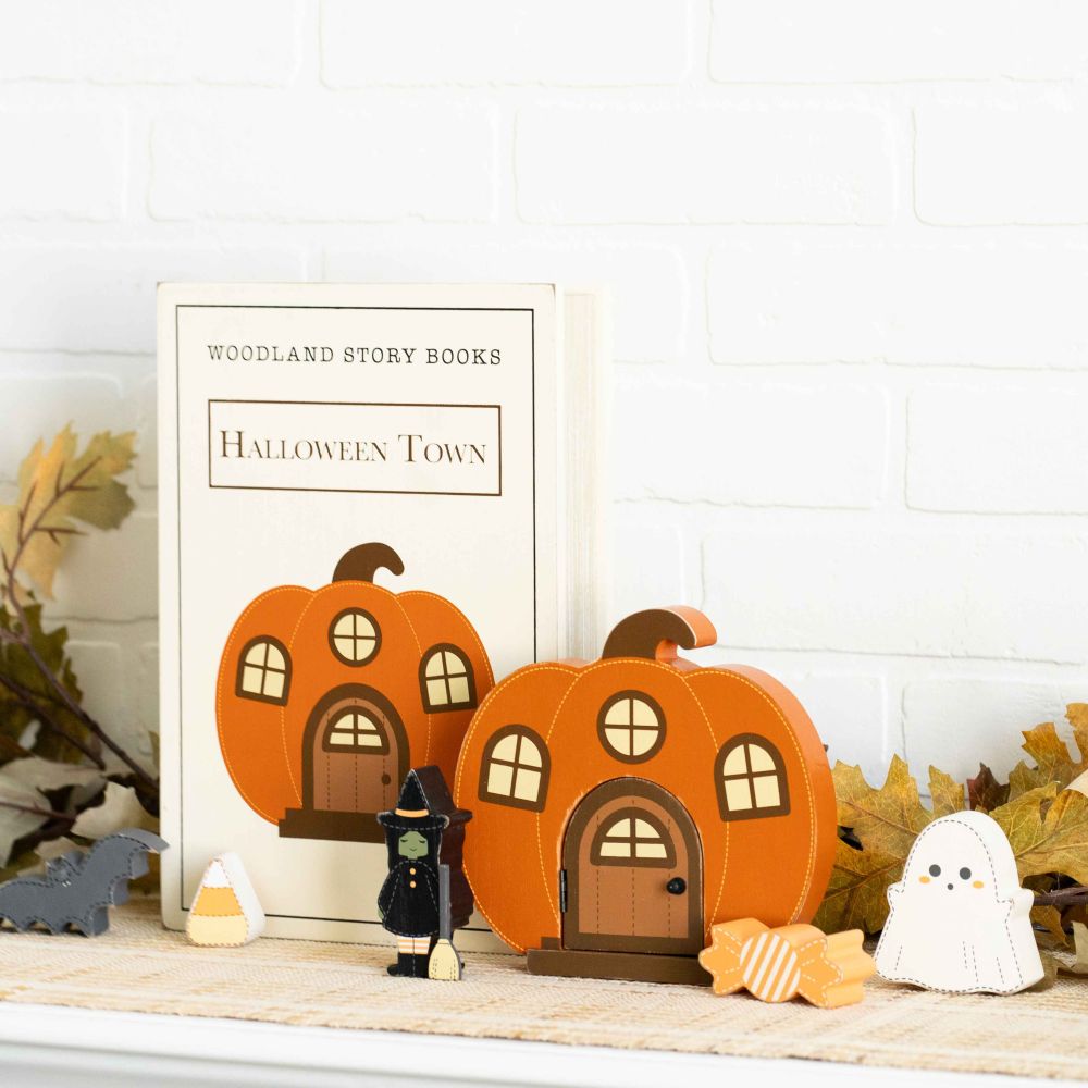Wood Storybook Set — Halloween Town | Woodland Story Books Collection