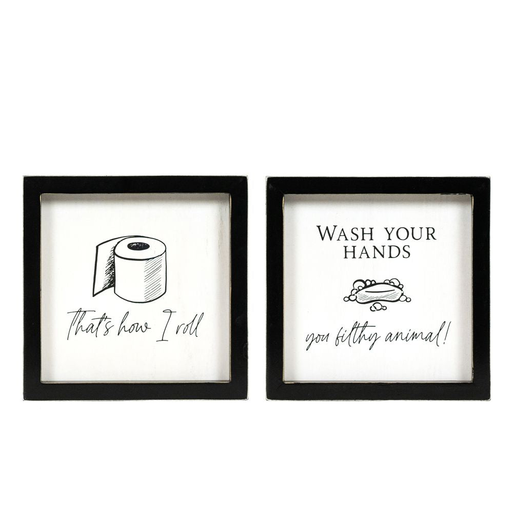 7x7x1.5 rvs wood frame sign (ROLL/WASH) wh/bk