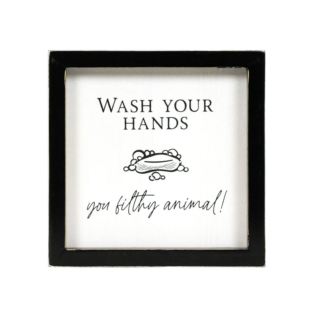 7" Reversible Wood Frame Sign — Roll/Filthy Animal | Washroom Collection