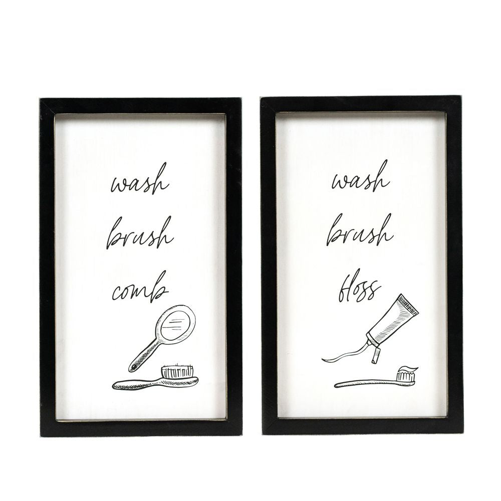 7x12x1.5 rvs wood frame sign (FLOSS/COMB) wh/bk