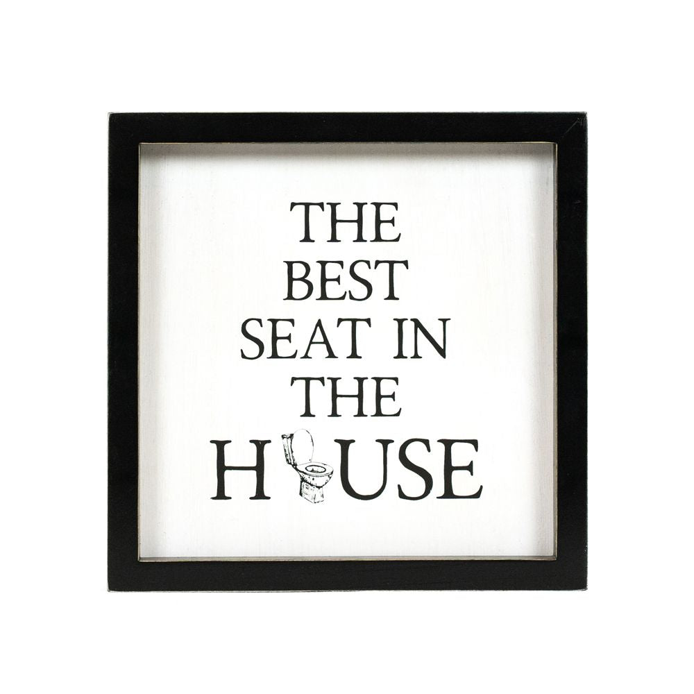 9" Reversible Wood Frame Sign — Bubbles/Seat | Washroom Collection