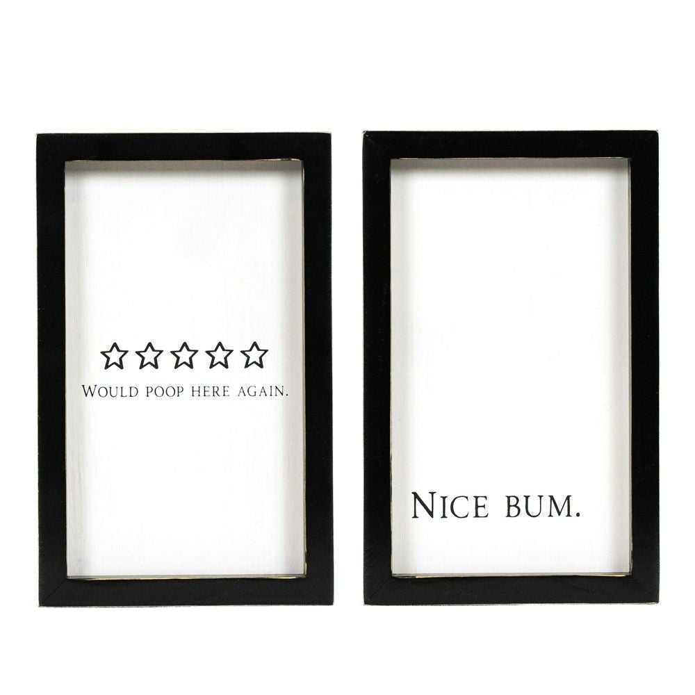 6x9x1.5 rvs wood frame sign (BUM/POOP) wh/bk
