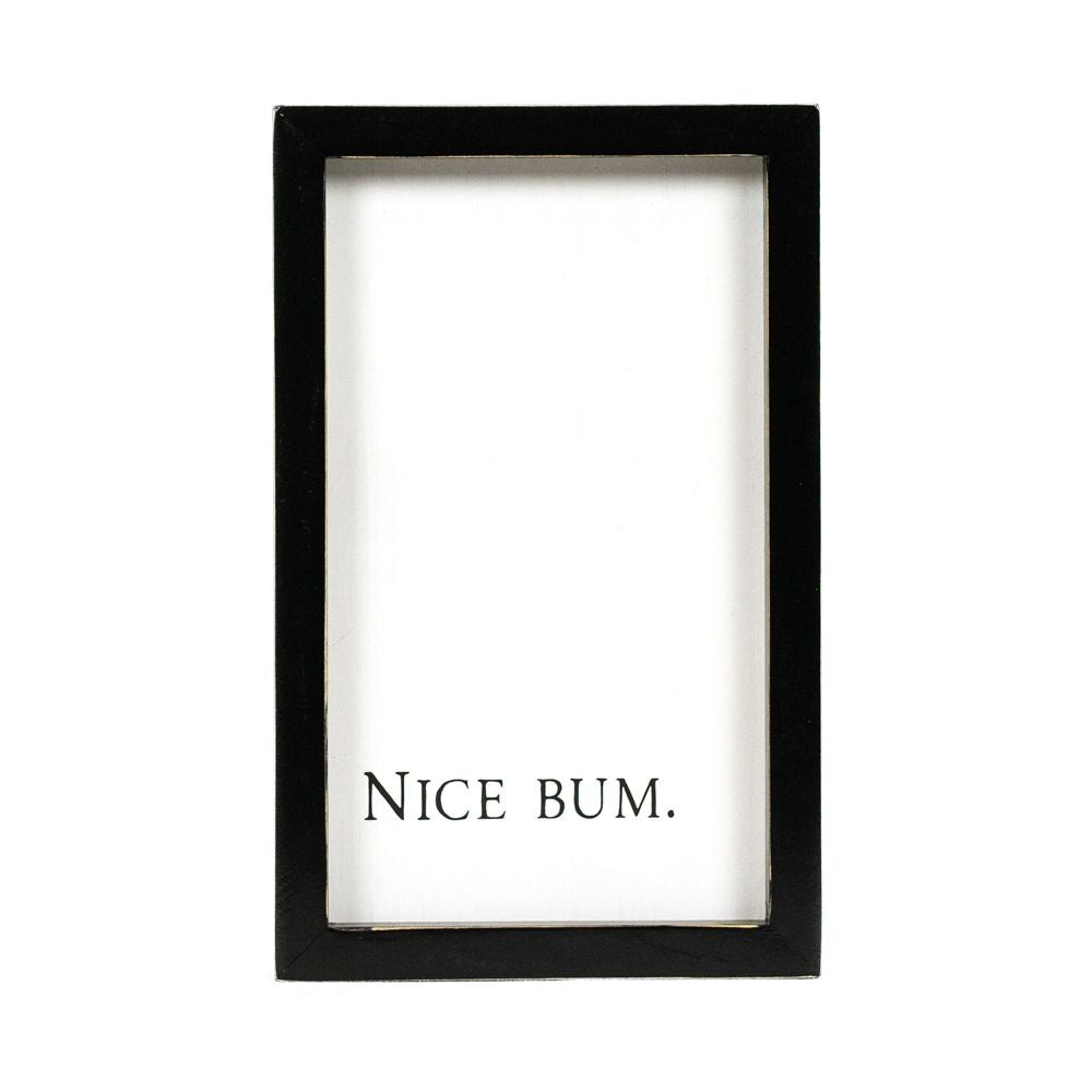 6" x 9" Reversible Wood Frame Sign — Nice Bum/Poop | Washroom Collection