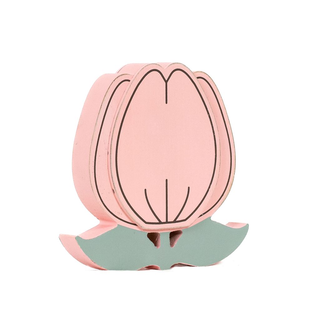 6" Reversible Chunky Wood Shape — Tulip | Bunnies & Blooms Collection