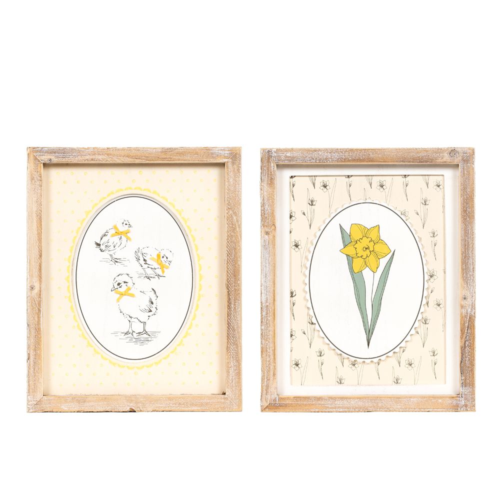 10x12x1.5 rvs wood frame sign (DAFFODIL/CHICKS)