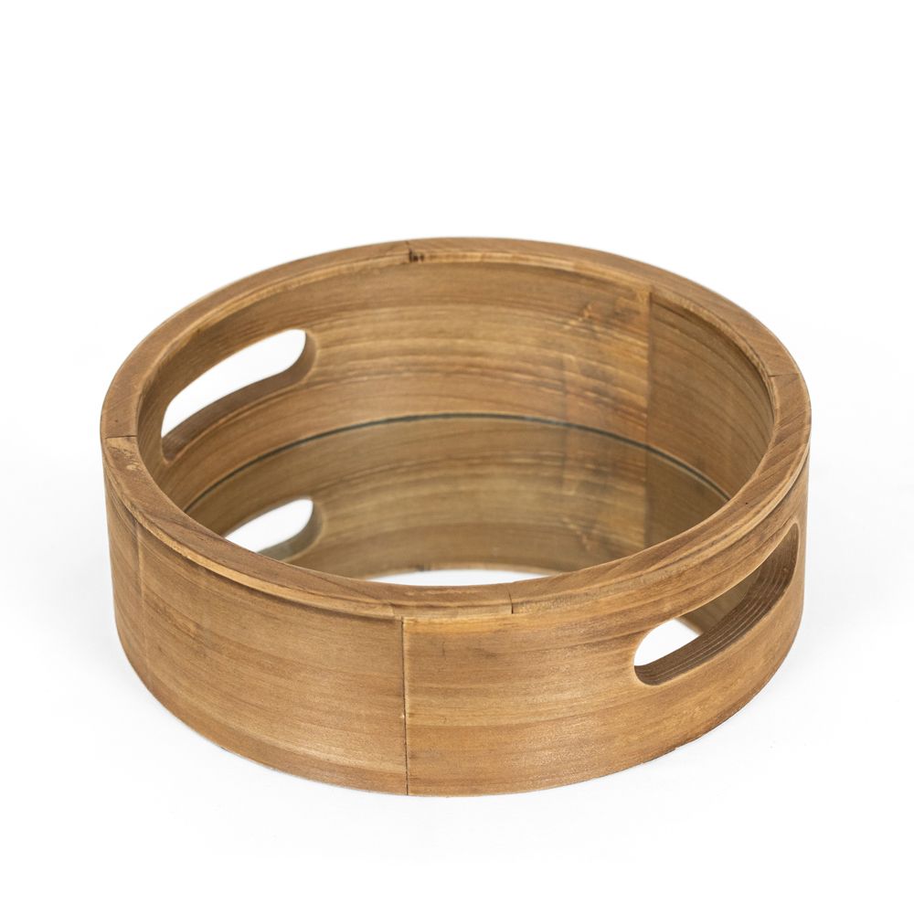 10" Round Wood Mirror Tray — Natural | Neutral Mod Collection