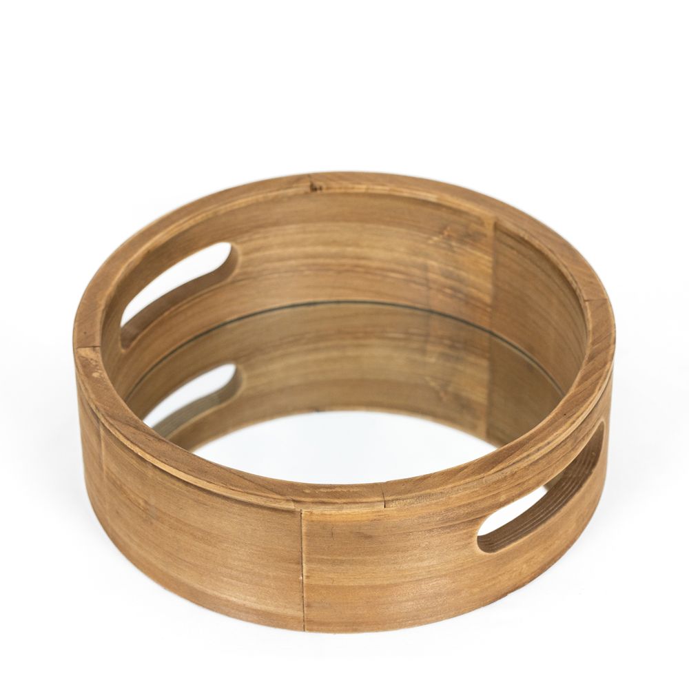 10" Round Wood Mirror Tray — Natural | Neutral Mod Collection