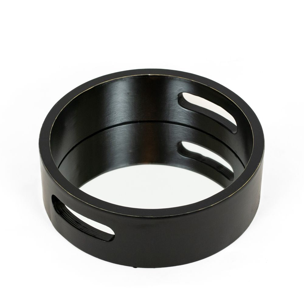 10" Round Wood Mirror Tray — Black | Neutral Mod Collection
