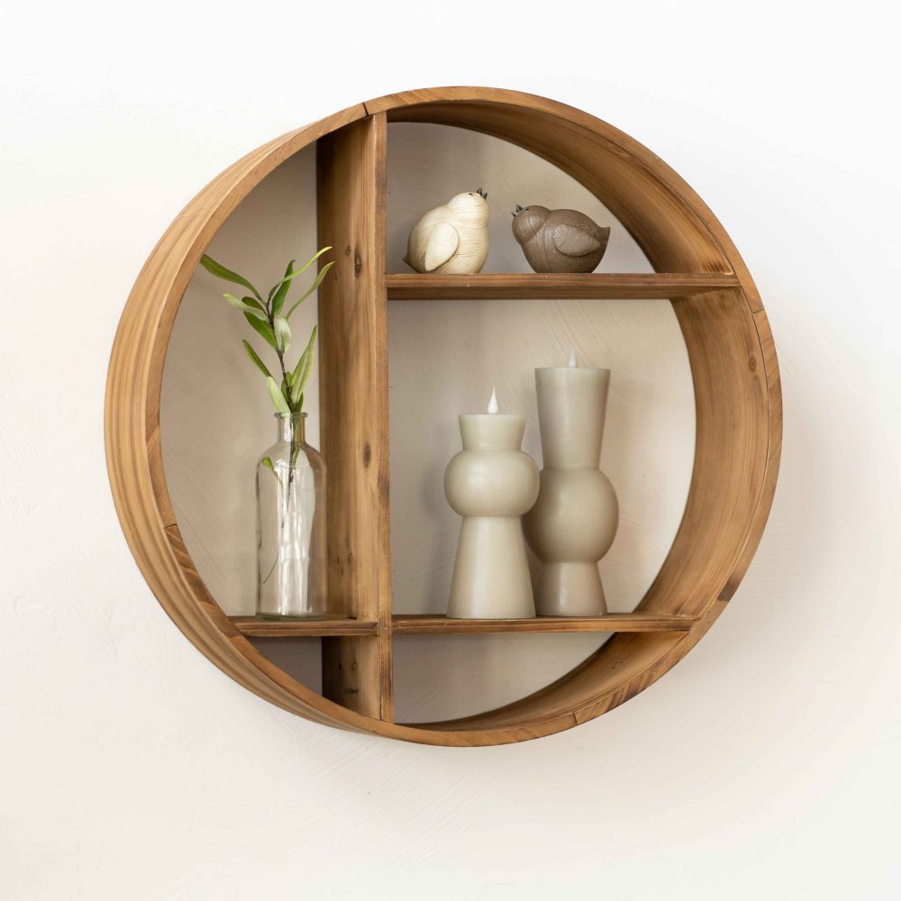 24x24x8 Round Wood Shelf — Natural | Neutral Mod Collection