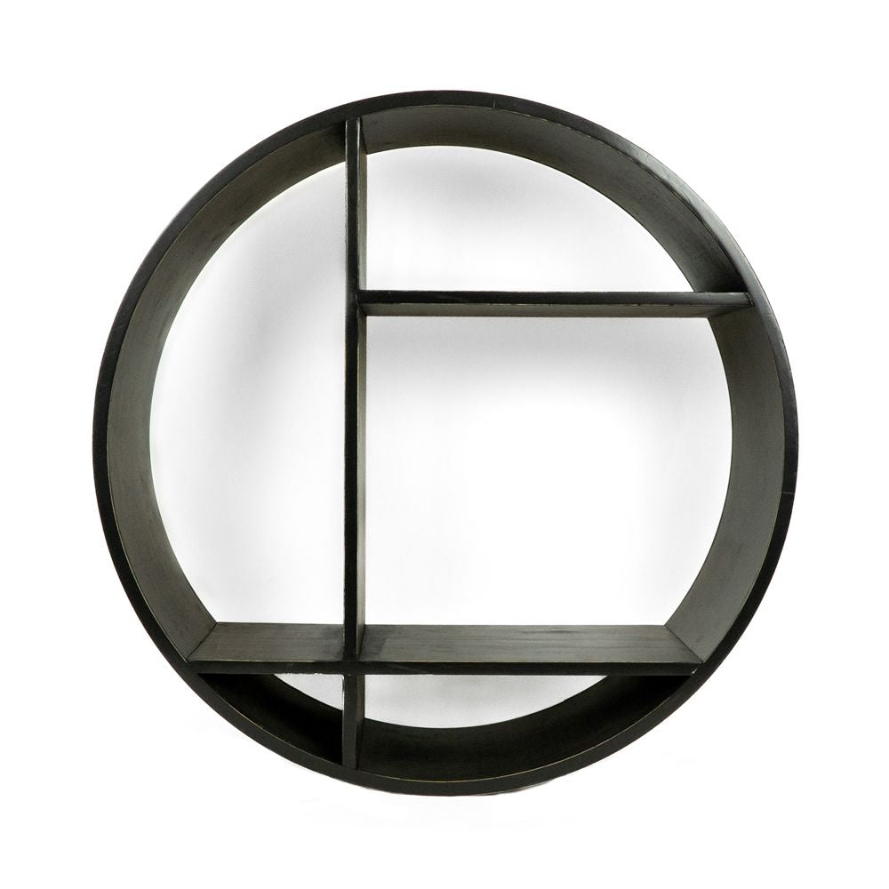 24x24x8 round wood shelf, black