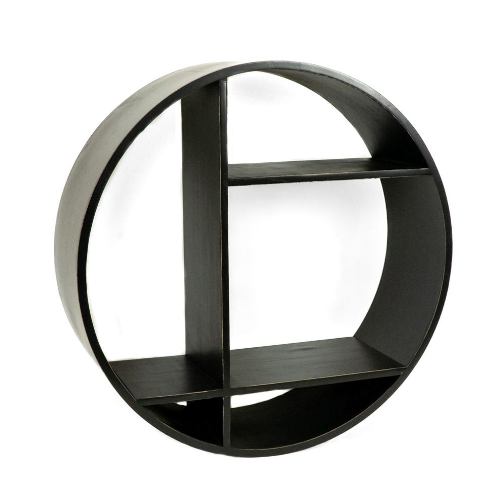 24x24x8 Round Wood Shelf — Black | Neutral Mod Collection