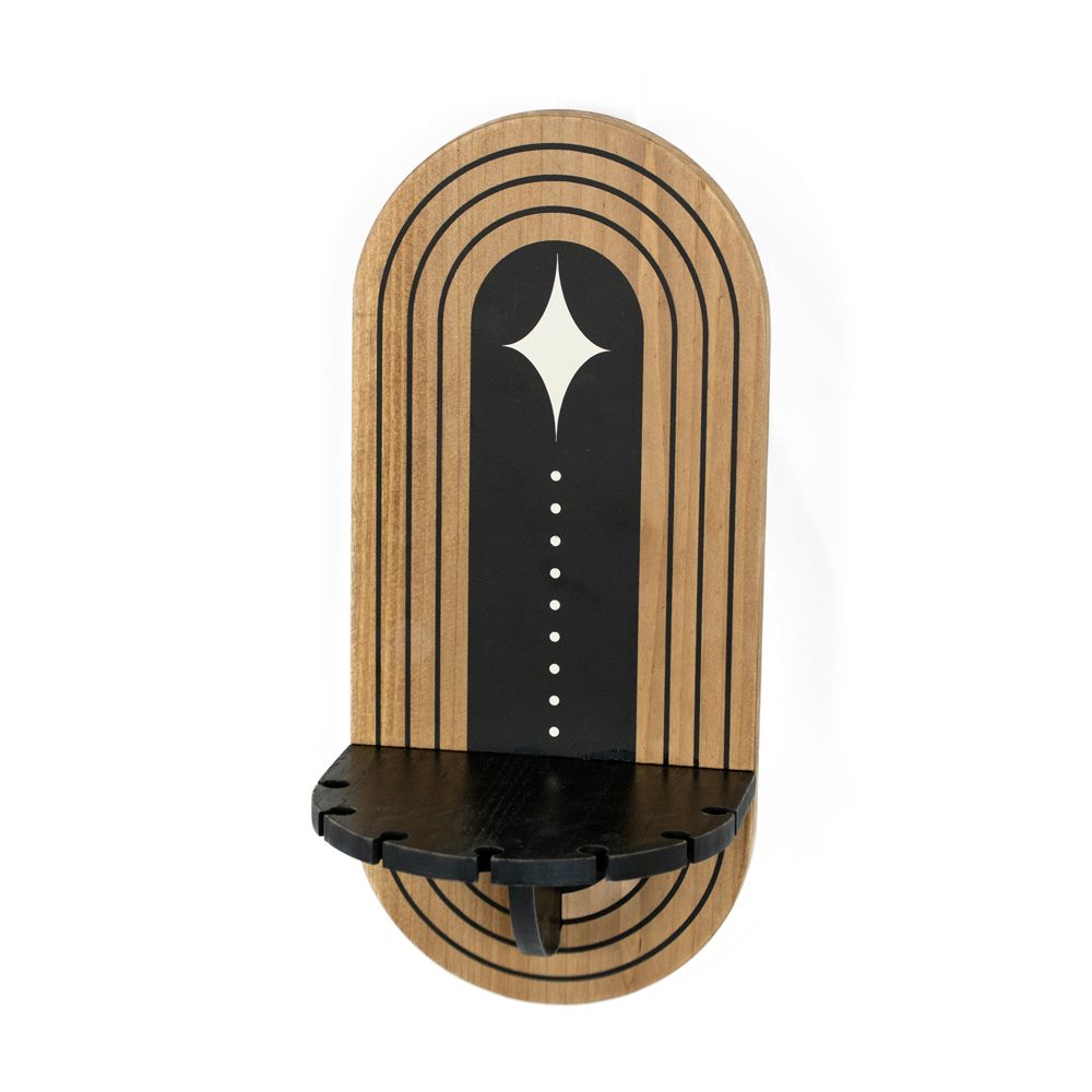 Wood Sconce Shelf — Natural & Black | Neutral Mod Collection