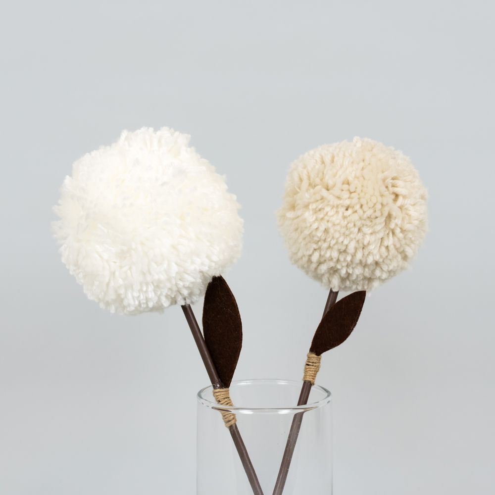 12" Pom Pom Flower Stems — Neutral Mod Collection (Set of 2)