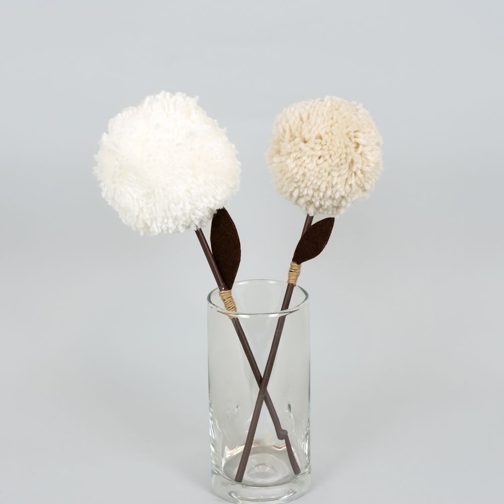 12" Pom Pom Flower Stems — Neutral Mod Collection (Set of 2)