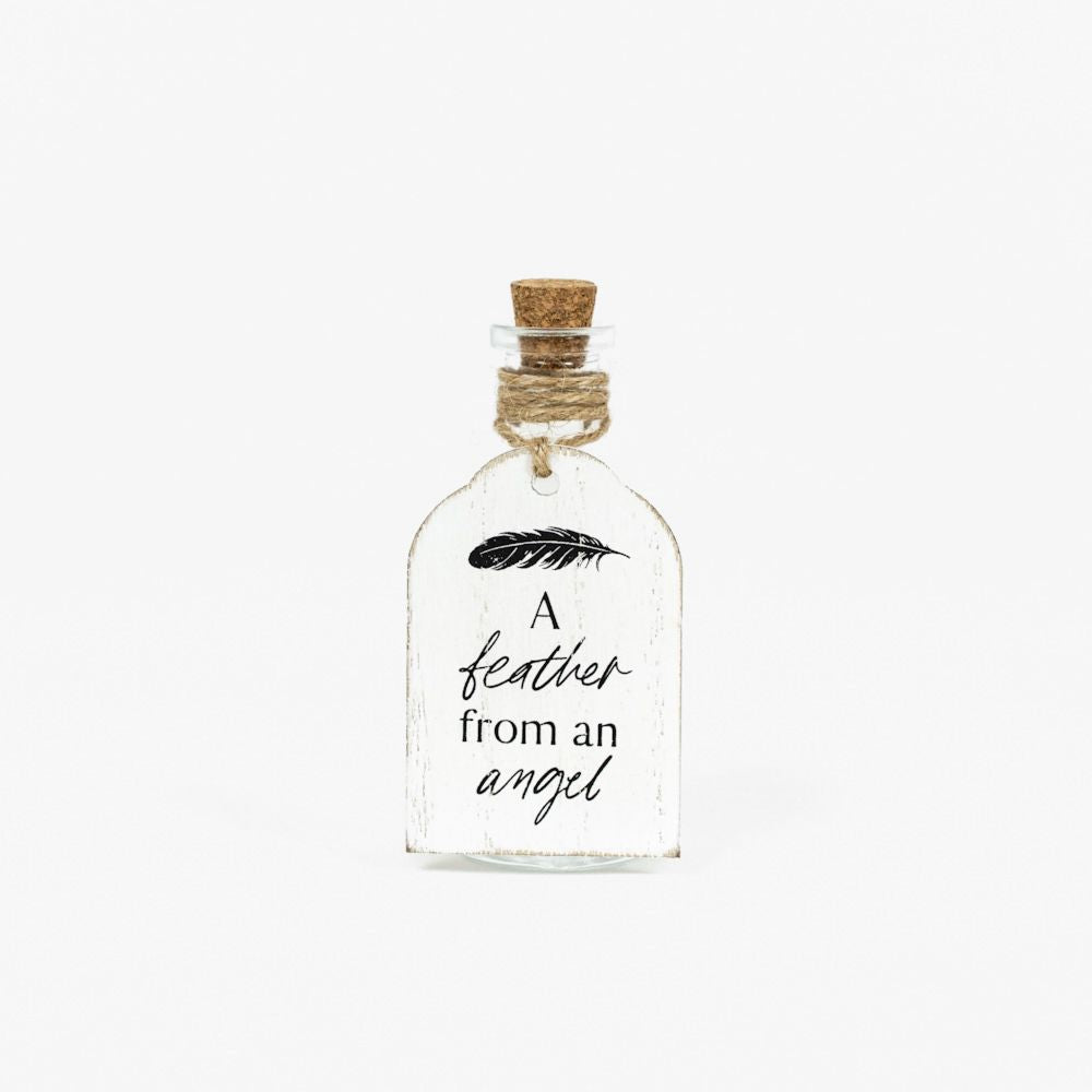 2x4x1.5 wood tag/container (FEATHER) wh/bk