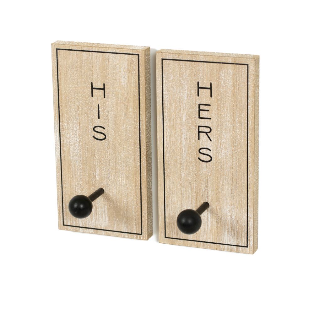 8" Wood Hook Board (Set of 2) — His & Hers | You & Me Collection