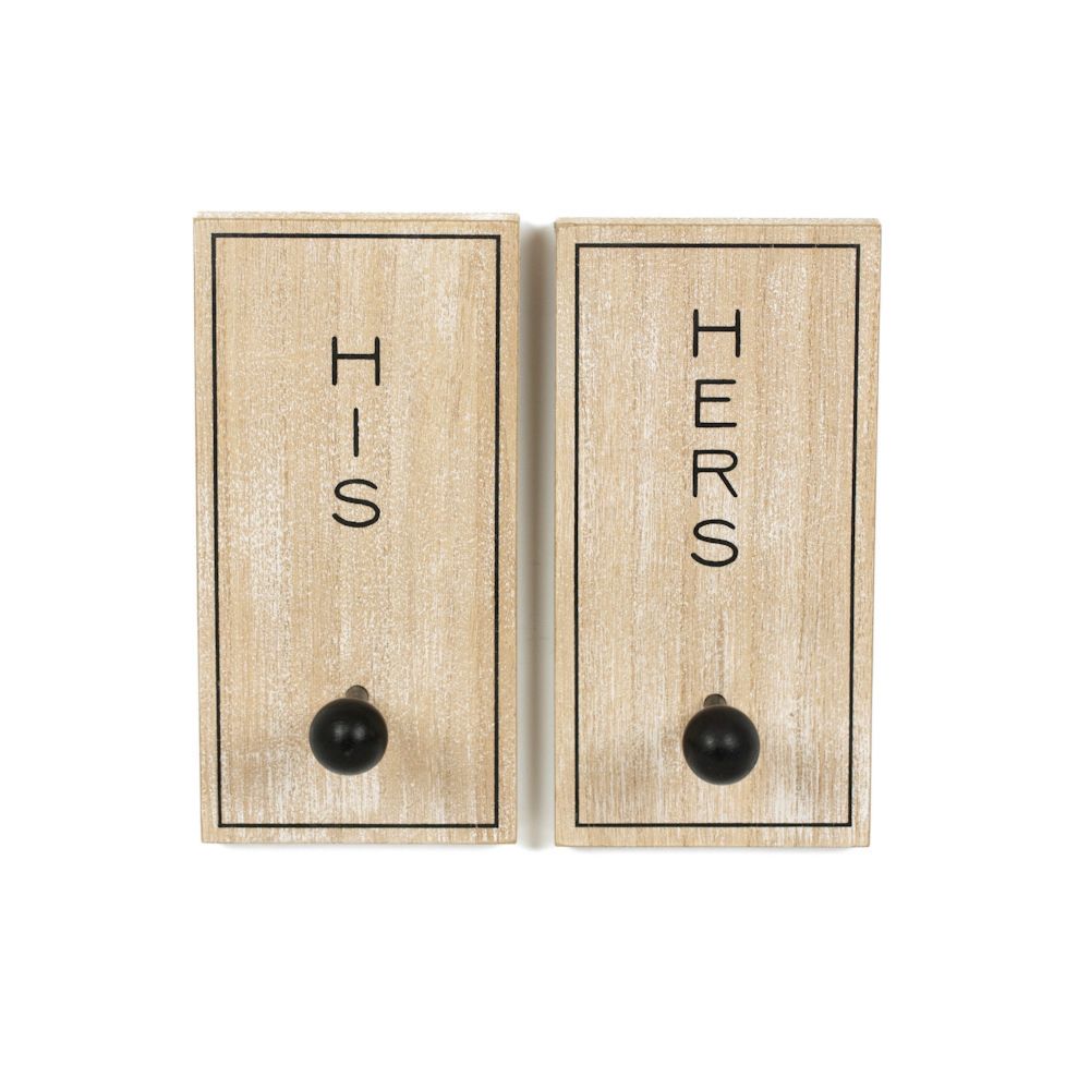 4x8x3 wood hookboard s/2 (HIS/HERS) ntrl/bk